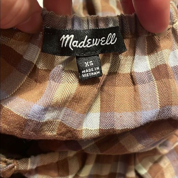 Madewell Indie Midi Peasant Dress Plaid XS - Picture 5 of 10